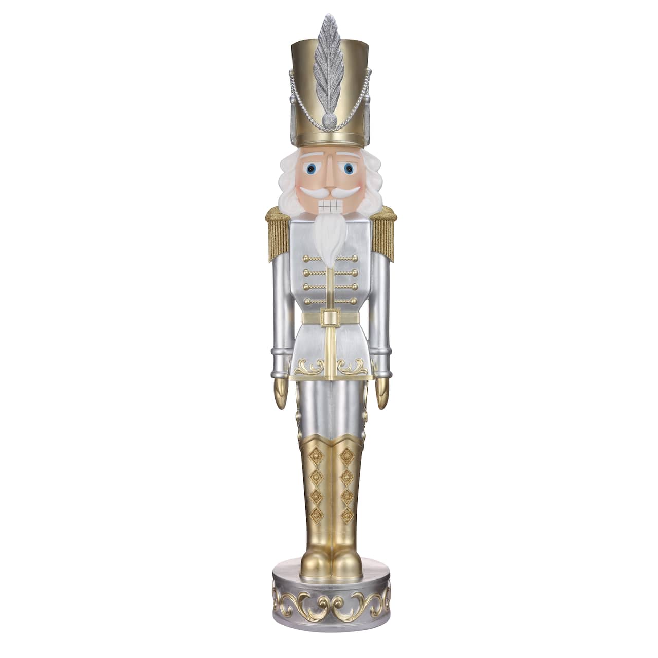 Haute Decor 48" Silver & Gold Christmas Nutcracker Soldier
